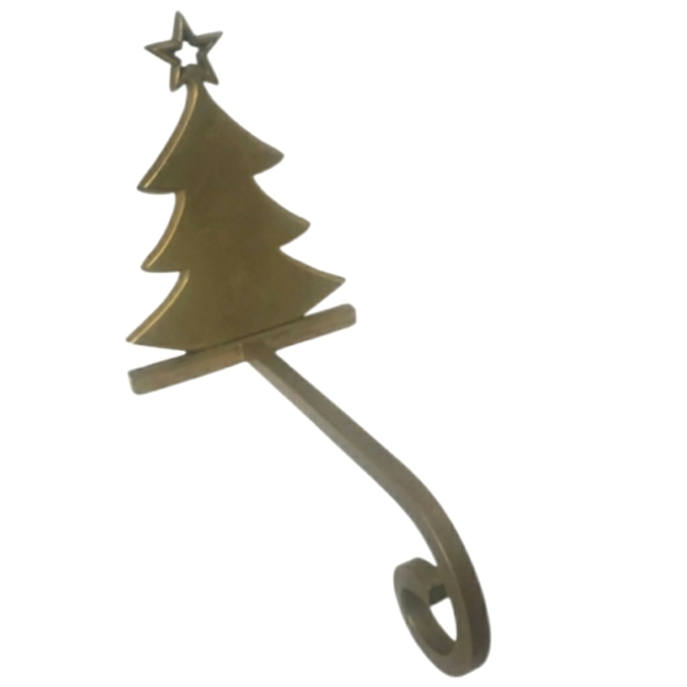 Vintage Cost Plus Brass Christmas Tree Stocking Holder For Mantel